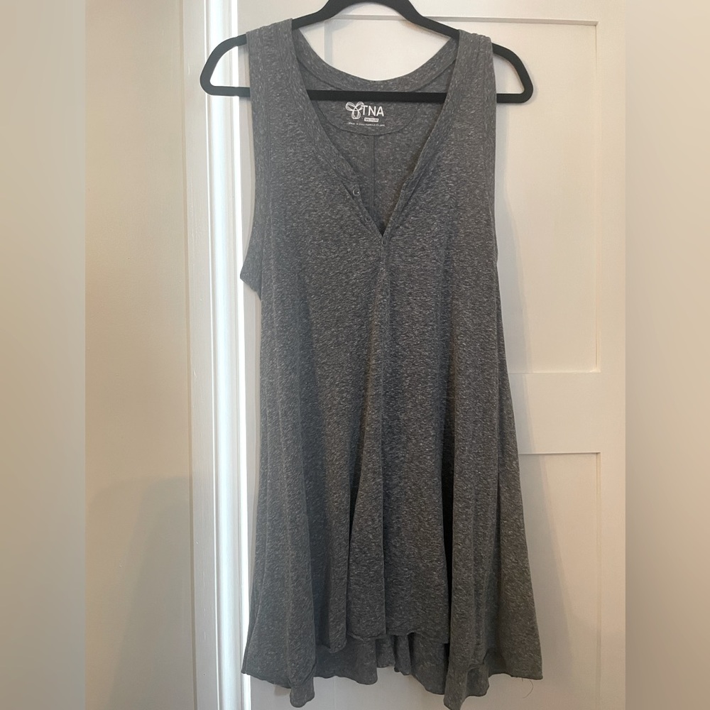 TNA Aritzia grey henley tshirt dress